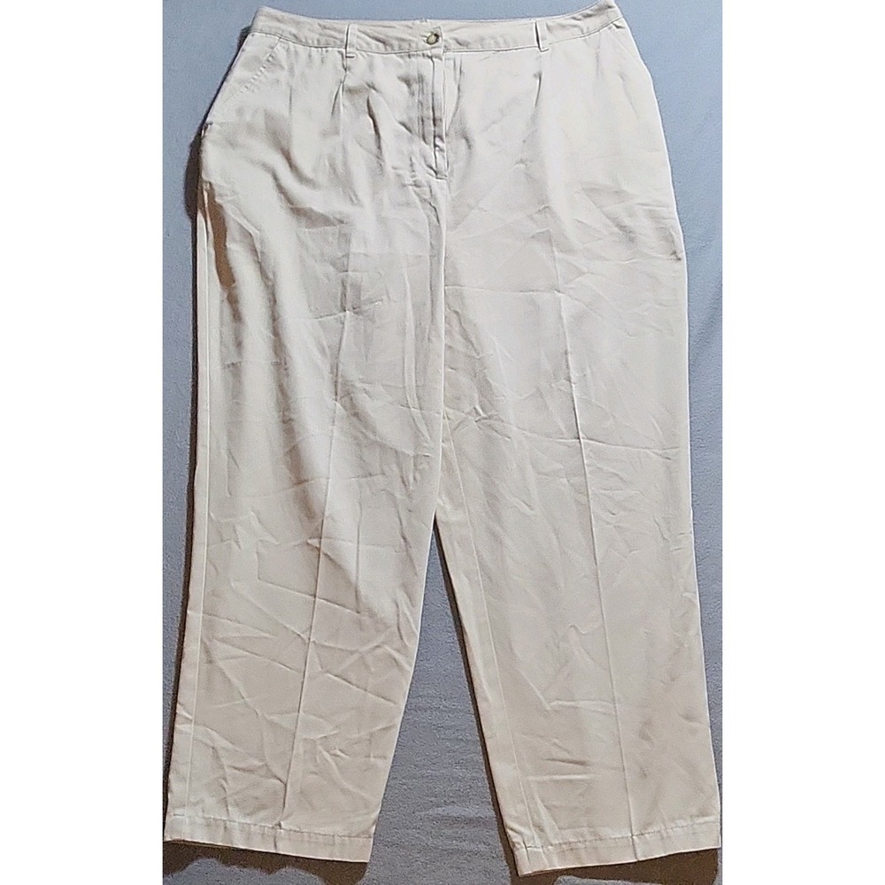 Studio Works Beige Dress Pants Women's Pleated Straight Leg Pockets Petite 16P